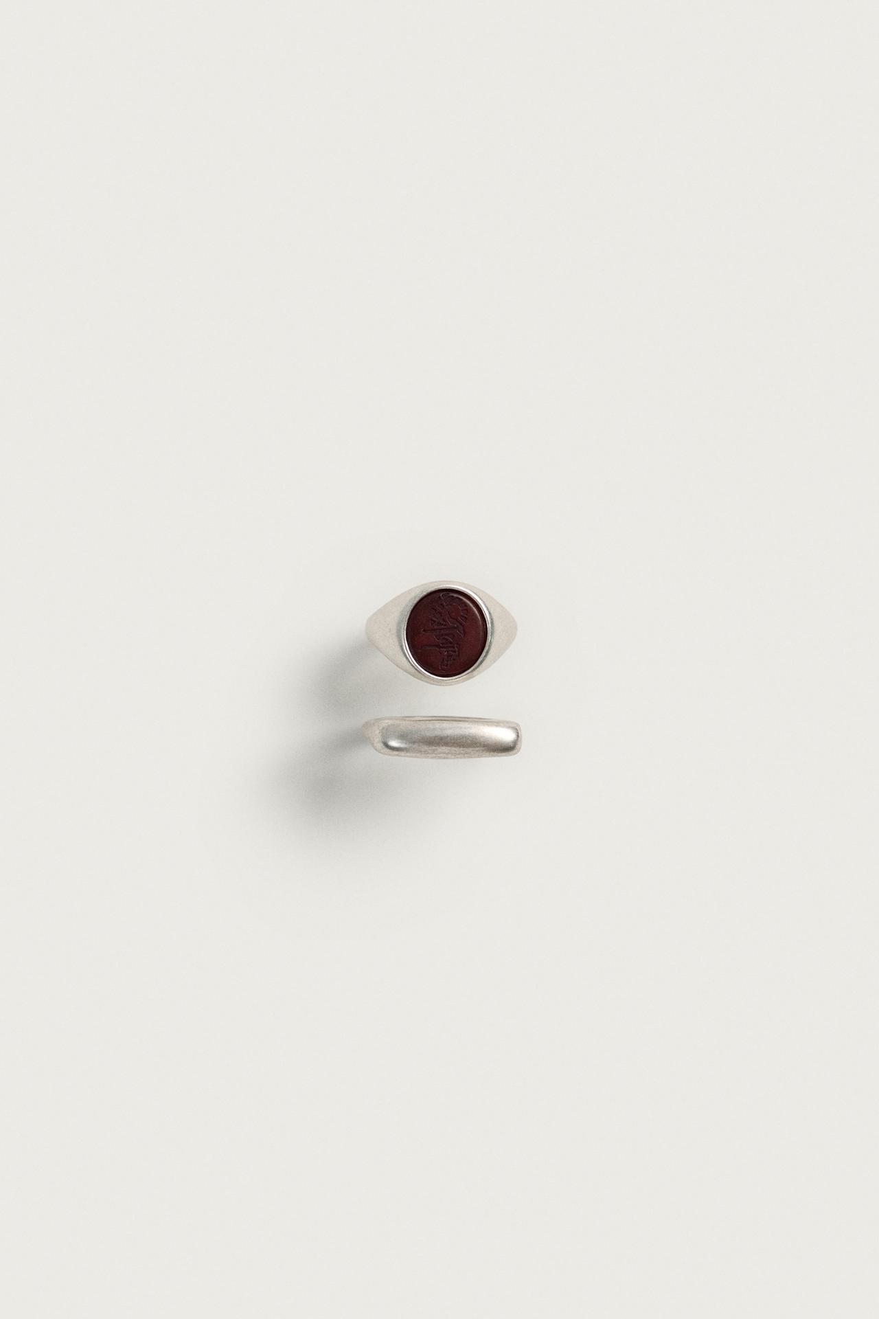 PACK OF 2 MIXED METAL RINGS — Silver
