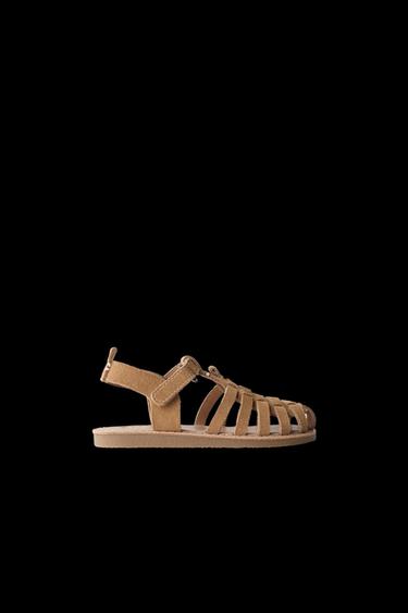 LEATHER CAGE SANDALS - Brown by Zara - Image 0