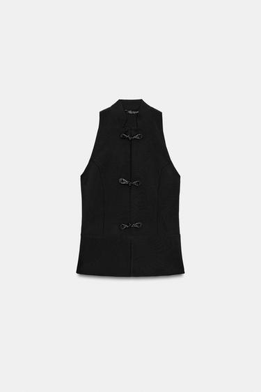 PEPLUM TOP WITH FROG FASTENING - Black by Zara - Image 8
