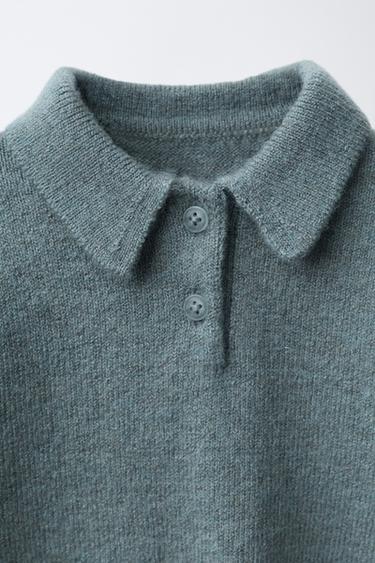 KNIT POLO COLLAR SWEATER - Blue / Grey by Zara - Image 2