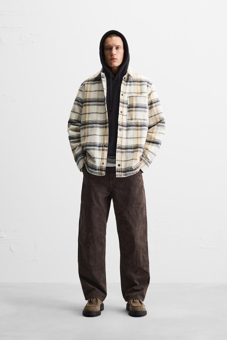 Sobrecamisas Cuadros Zara SOBRECAMISA CUADROS COMBINADA Gris Beige