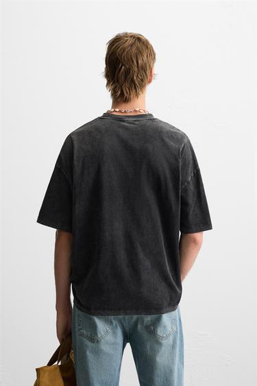 WASHED PRINT T-SHIRT - Black by Zara - Image 3