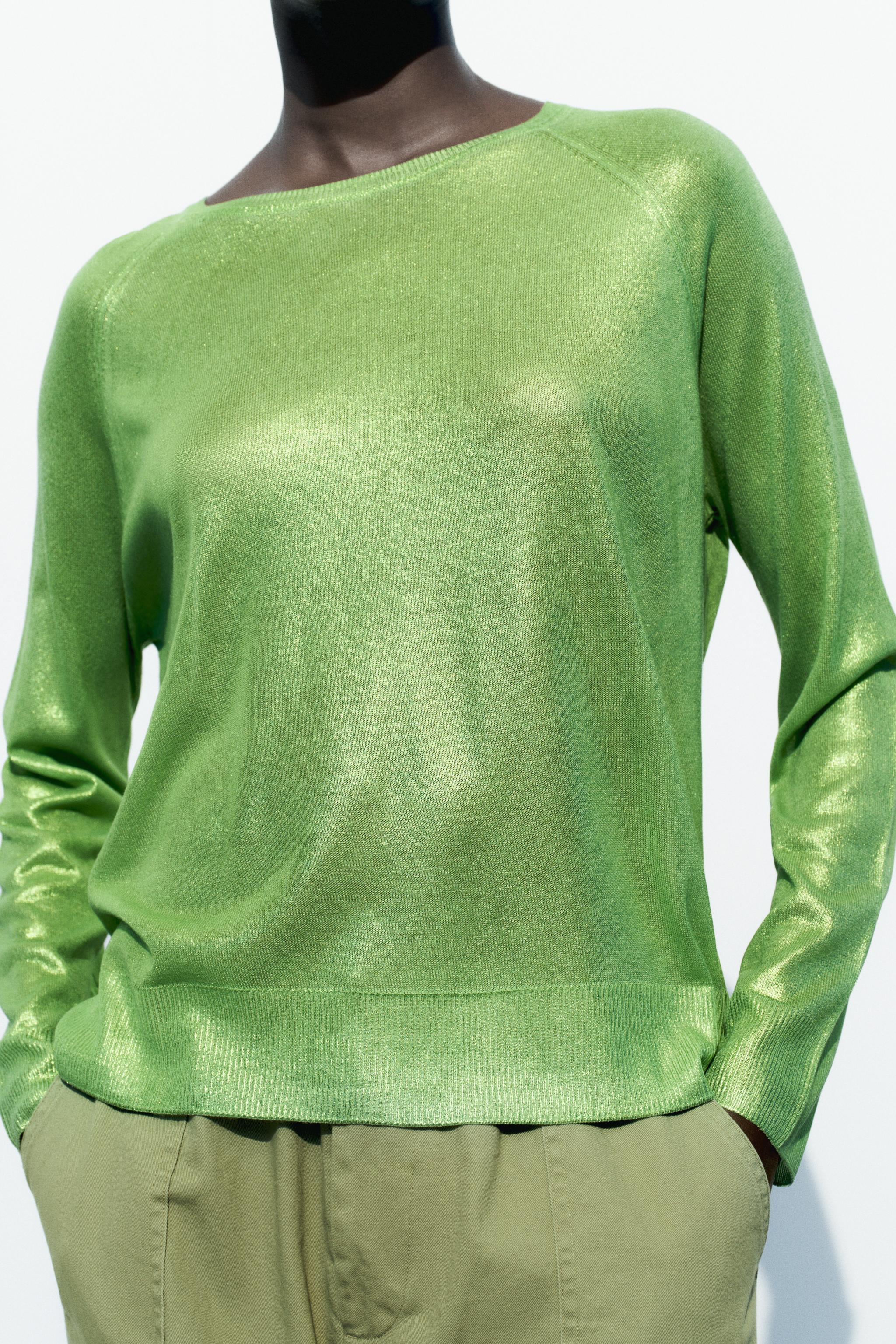 Zara neon green jumper discount