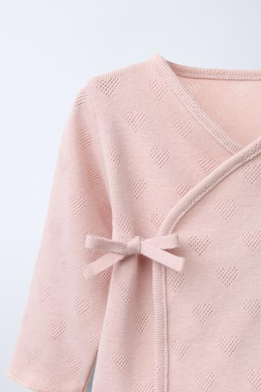 POINTELLE HEART LAYETTE SET AND POUCH - Pink by Zara - Image 2