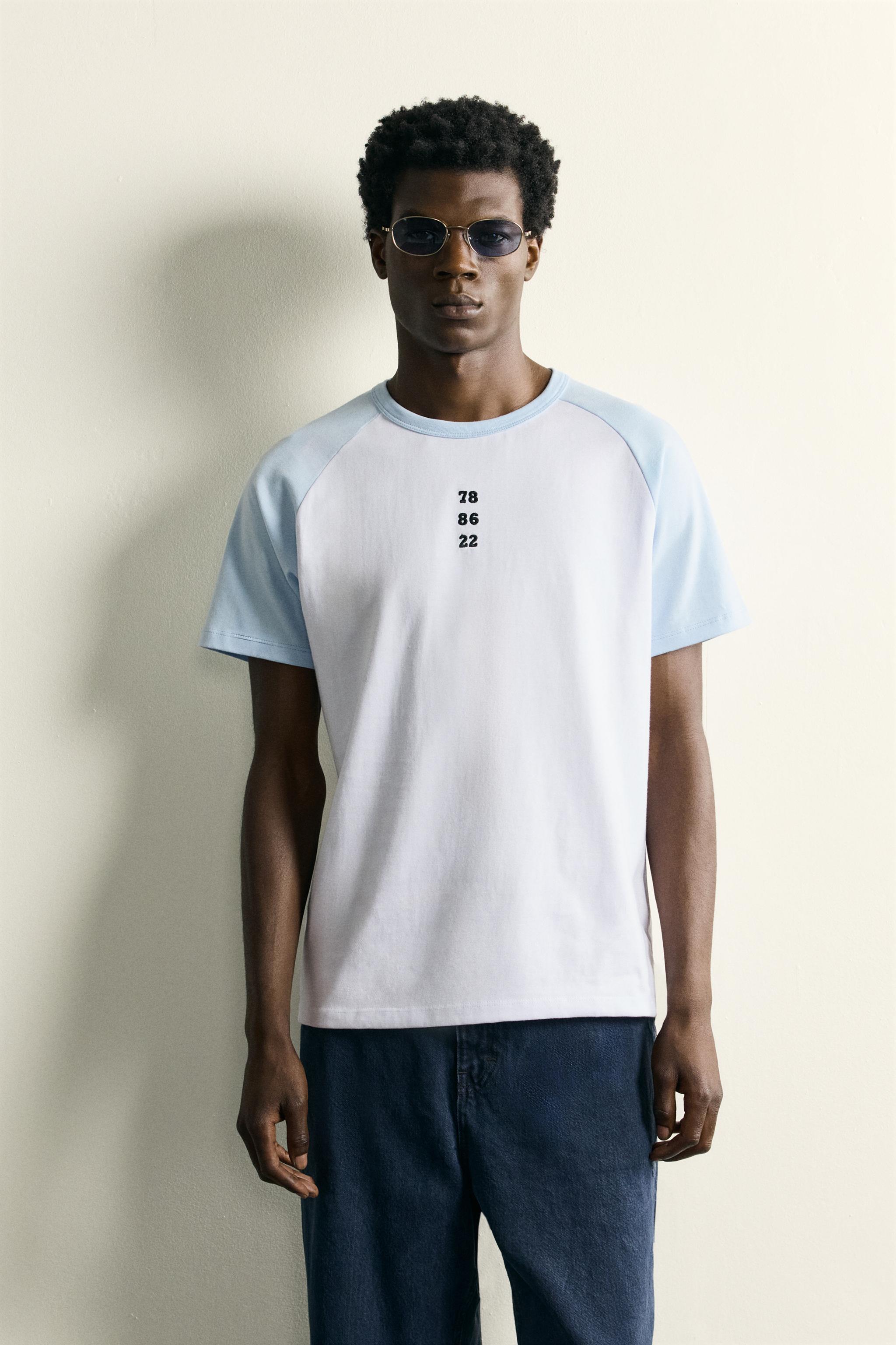 COLOUR BLOCK EMBROIDERED T-SHIRT - White | ZARA South Africa