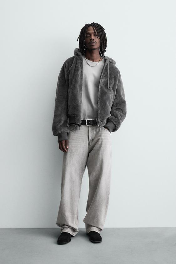 REVERSIBLE FAUX LEATHER BOMBER JACKET