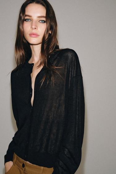 FINE KNIT CARDIGAN - Black by Zara
