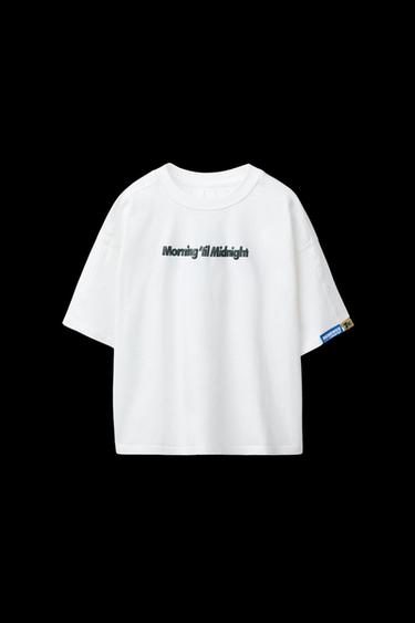 Zara RAISED TEXT T-SHIRT - White - Image 0