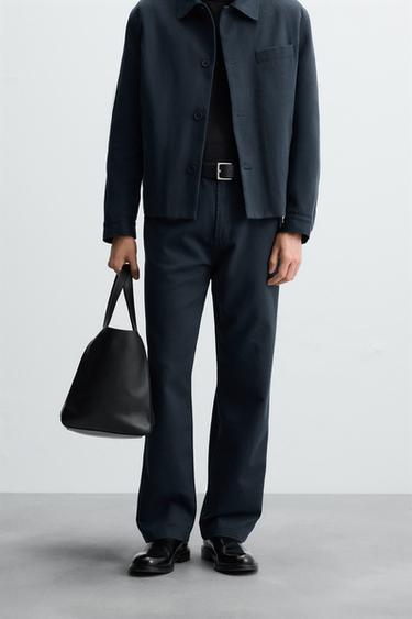 COTTON/LYOCELL TROUSERS - Navy blue by Zara