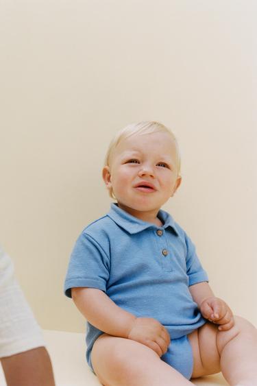 POLO COLLAR BODYSUIT - Blue by Zara