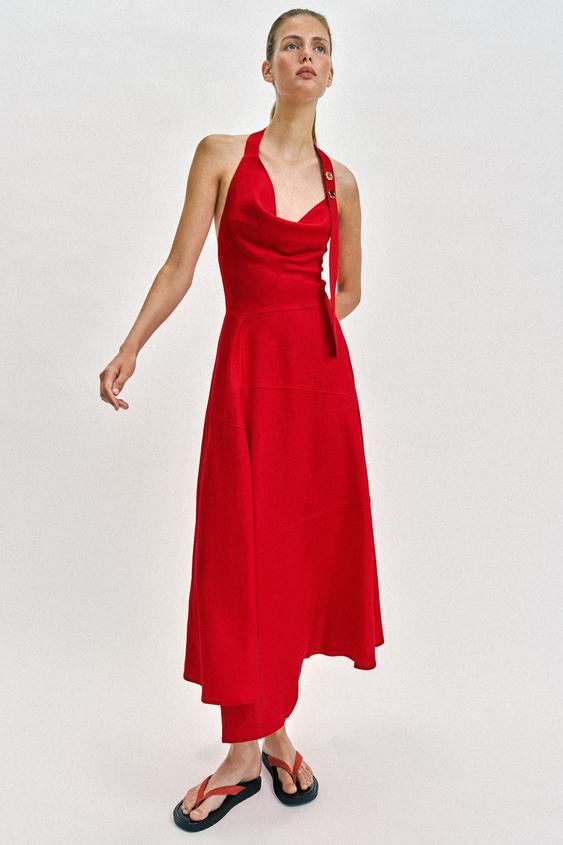 LINEN BLEND HALTER MIDI DRESS from Zara - $79.90