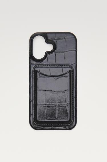 Textured Nappa leather iPhone 17 case — Black 1