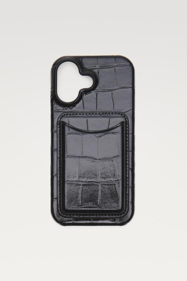 Textured Nappa leather iPhone 17 case — Black