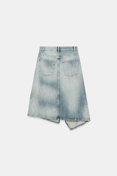 JUPE MIDI EN JEAN TRF TAILLE CROISÉE - Bleu de Zara - Image 1