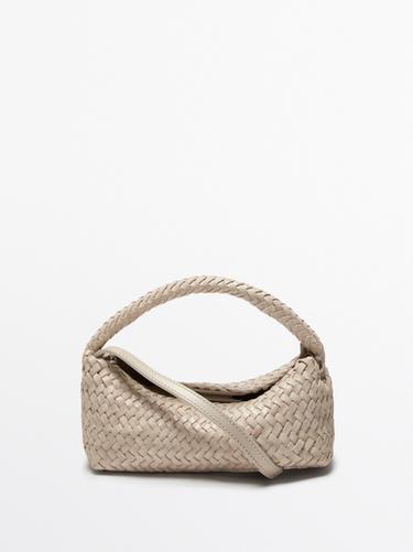 Bolso bandolera trenzado piel napa - Blanco de Zara