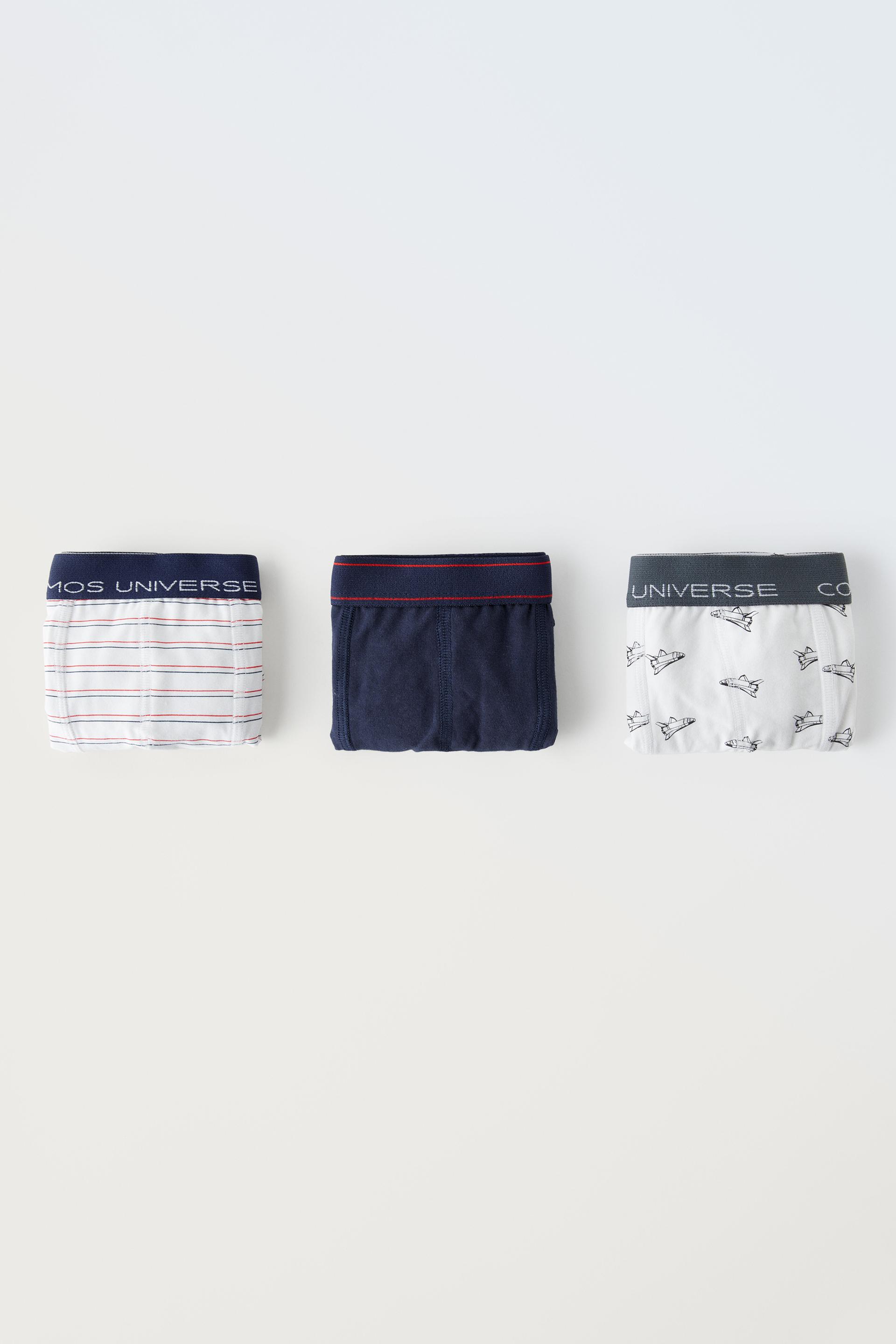 6-14 YEARS/ THREE-PACK OF SPACE BOXERS - Blue
