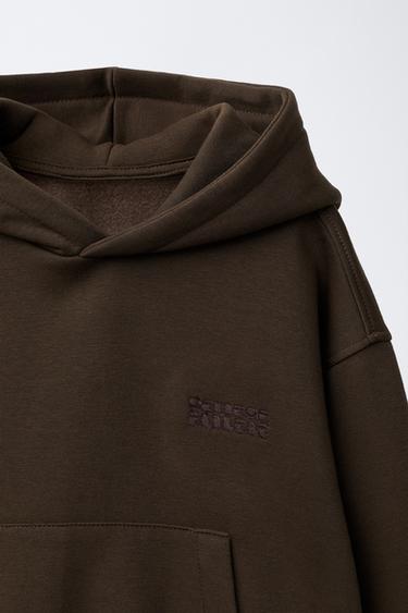 ENSEMBLE SWEAT À CAPUCHE ET PANTALON WIDE LEG BRODÉ - Marron de Zara - Image 5