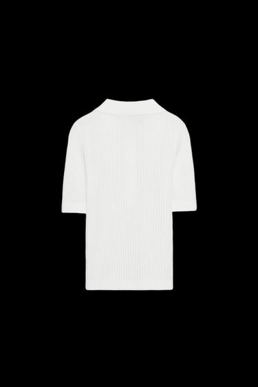 SEMI-SHEER KNIT POLO SHIRT - White by Zara