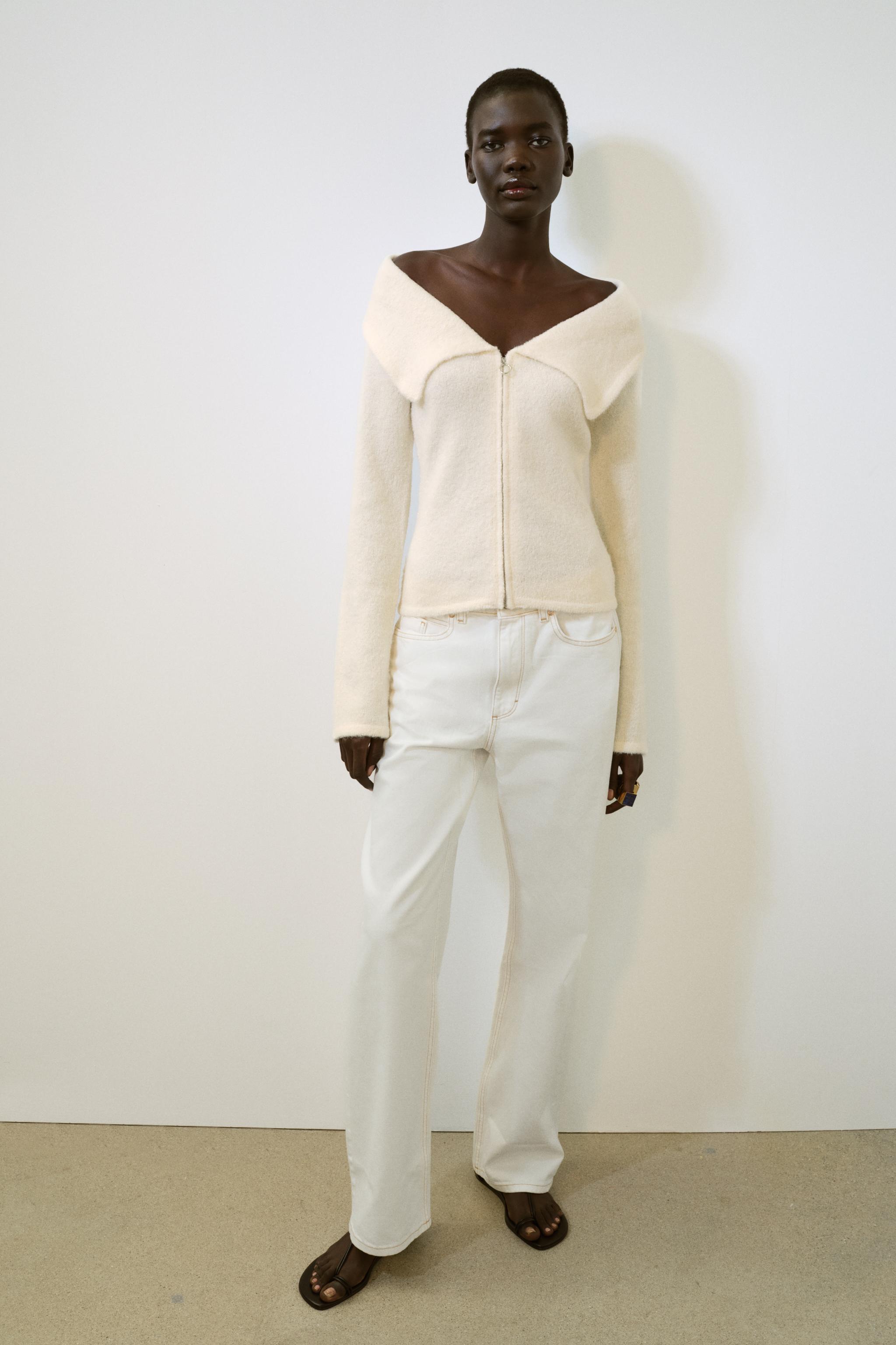 LAPEL ZIPPER TOP - Ecru | ZARA United States