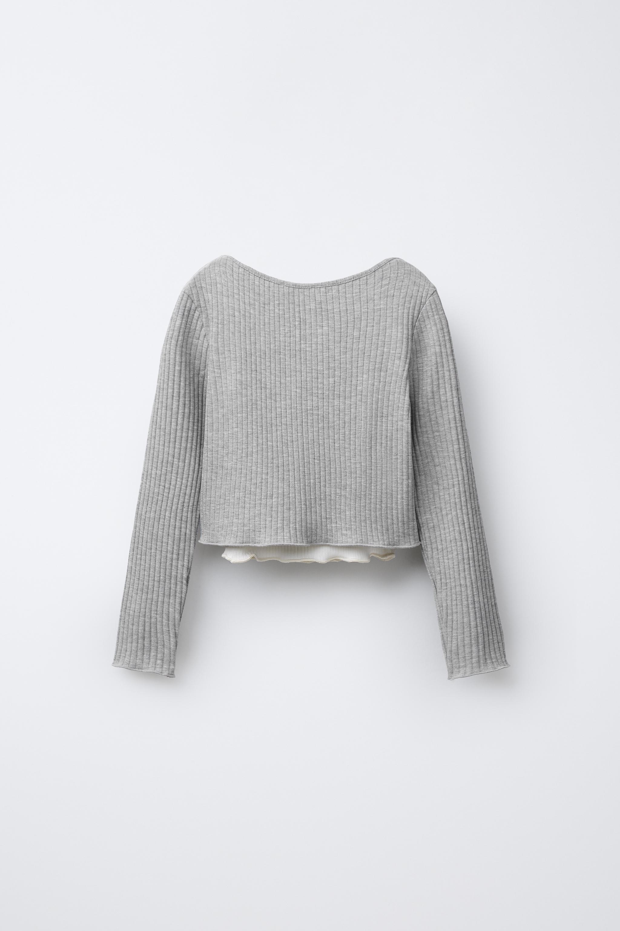 CAMISETA DUPLA COM NERVURAS - Cinza-vigoré | ZARA Brasil