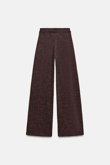 PIQUÉ TROUSERS WITH BELT - Dark brown by Zara - Image 4