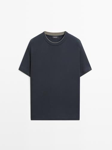Zara Short sleeve cotton T-shirt - Navy blue