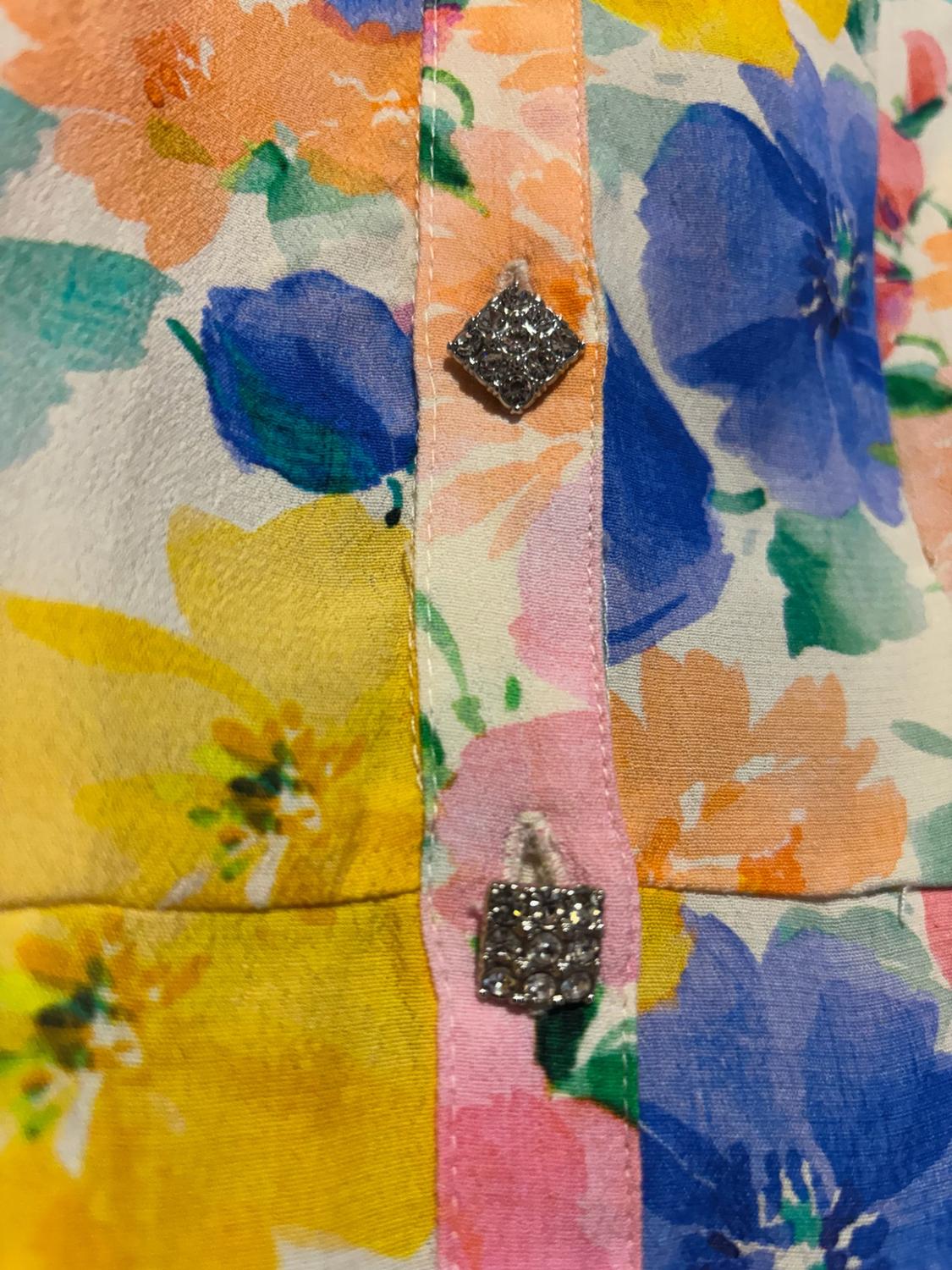 PRINTED BLOUSE WITH JEWEL BUTTON - Image 3