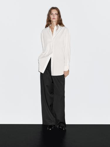 Camisa rayas manga murciélago - Blanco de Zara