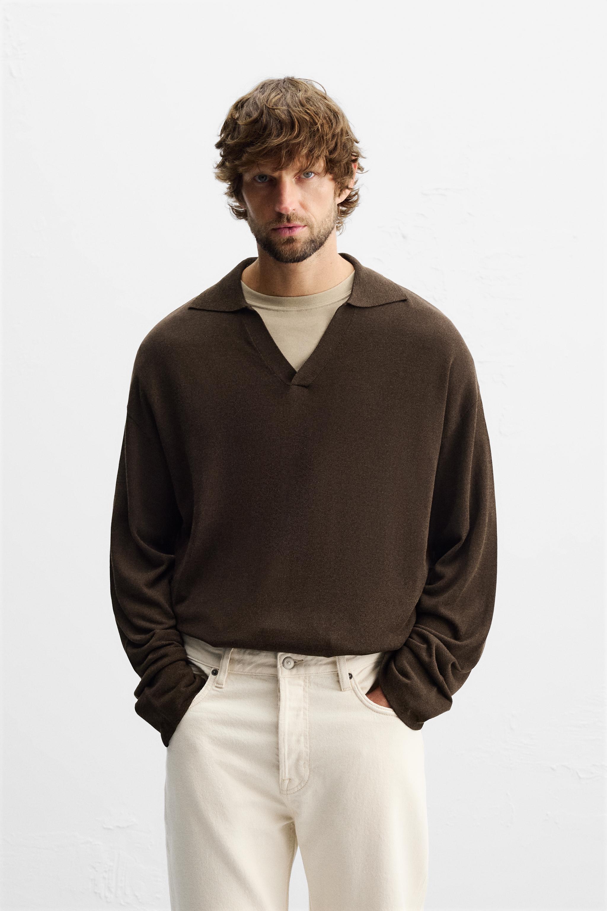 POLO PUNTO VISCOSA ALGODON Chocolate ZARA Espana