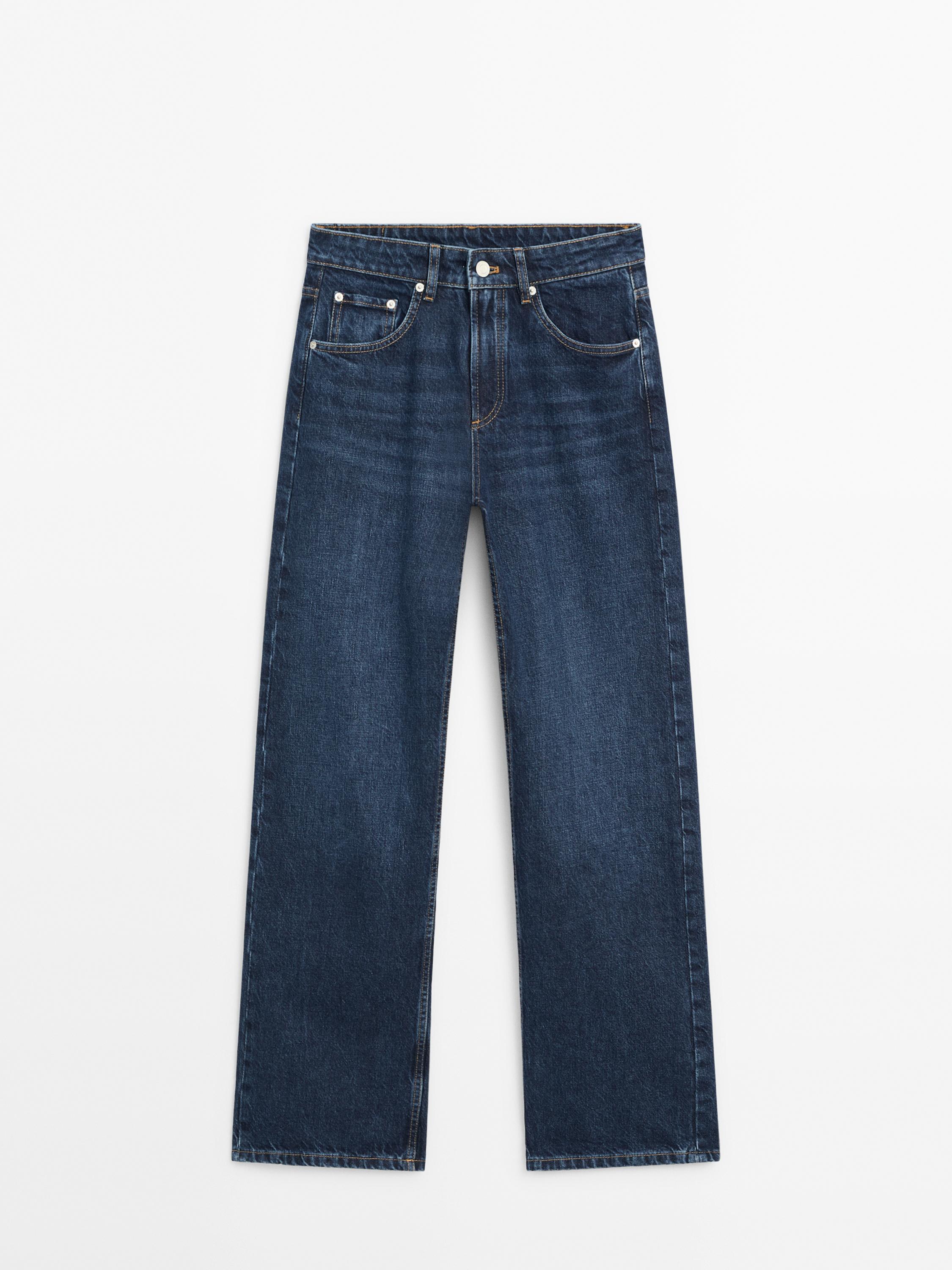 Mid-rise wide-leg full length jeans - Mid-blue | ZARA United States