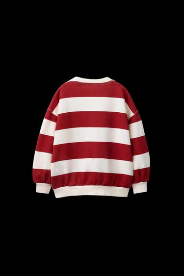 SUDADERA RAYAS BORDADOS - Crudo / Rojo de Zara