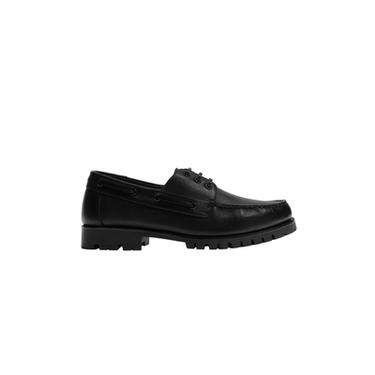 Zara LEATHER DECK SHOES - Black