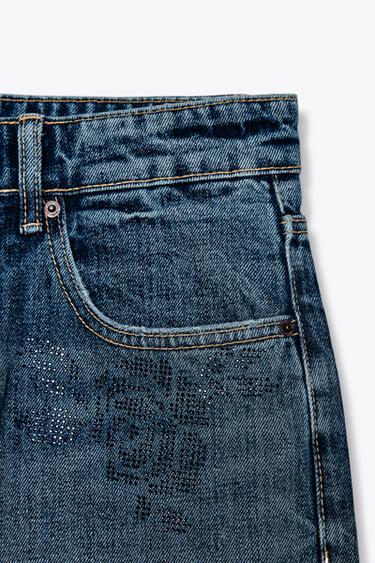 JEANS TRF WIDE LEG TIRO MEDIO - Marino de Zara