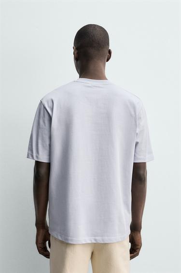 Zara HEAVYWEIGHT SHORT SLEEVE T-SHIRT - Ice