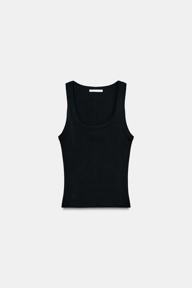 RIB SLEEVELESS TOP - Black by Zara