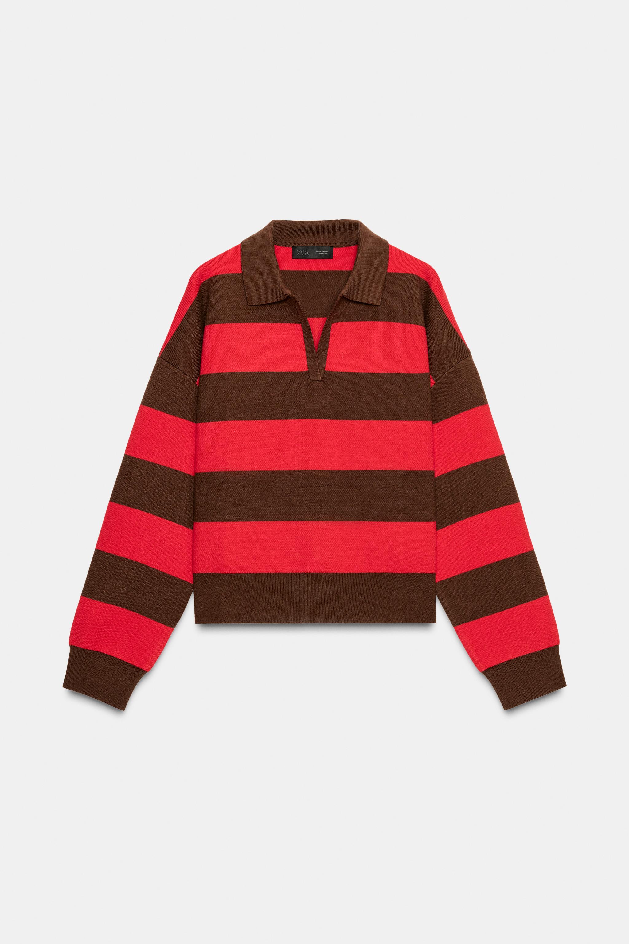 ストライプ柄ポロニットセーター - ストライプ | ZARA Japan / 日本 ストライプ柄ポロニットセーター - ストライプ | ZARA Japan / 日本