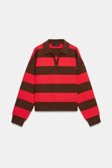 STRIPED KNIT POLO SHIRT - striped by Zara