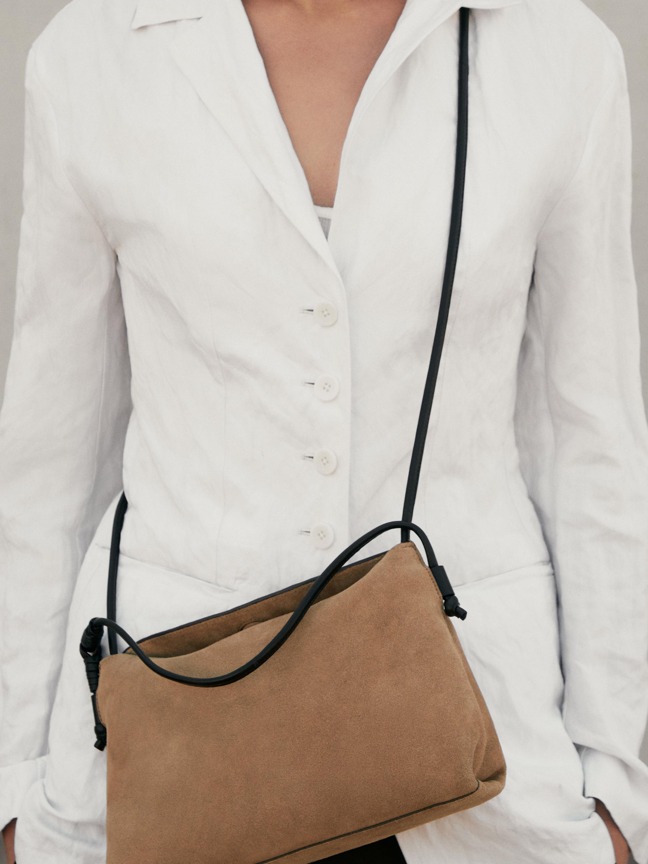 Mini split leather suede bag with knots