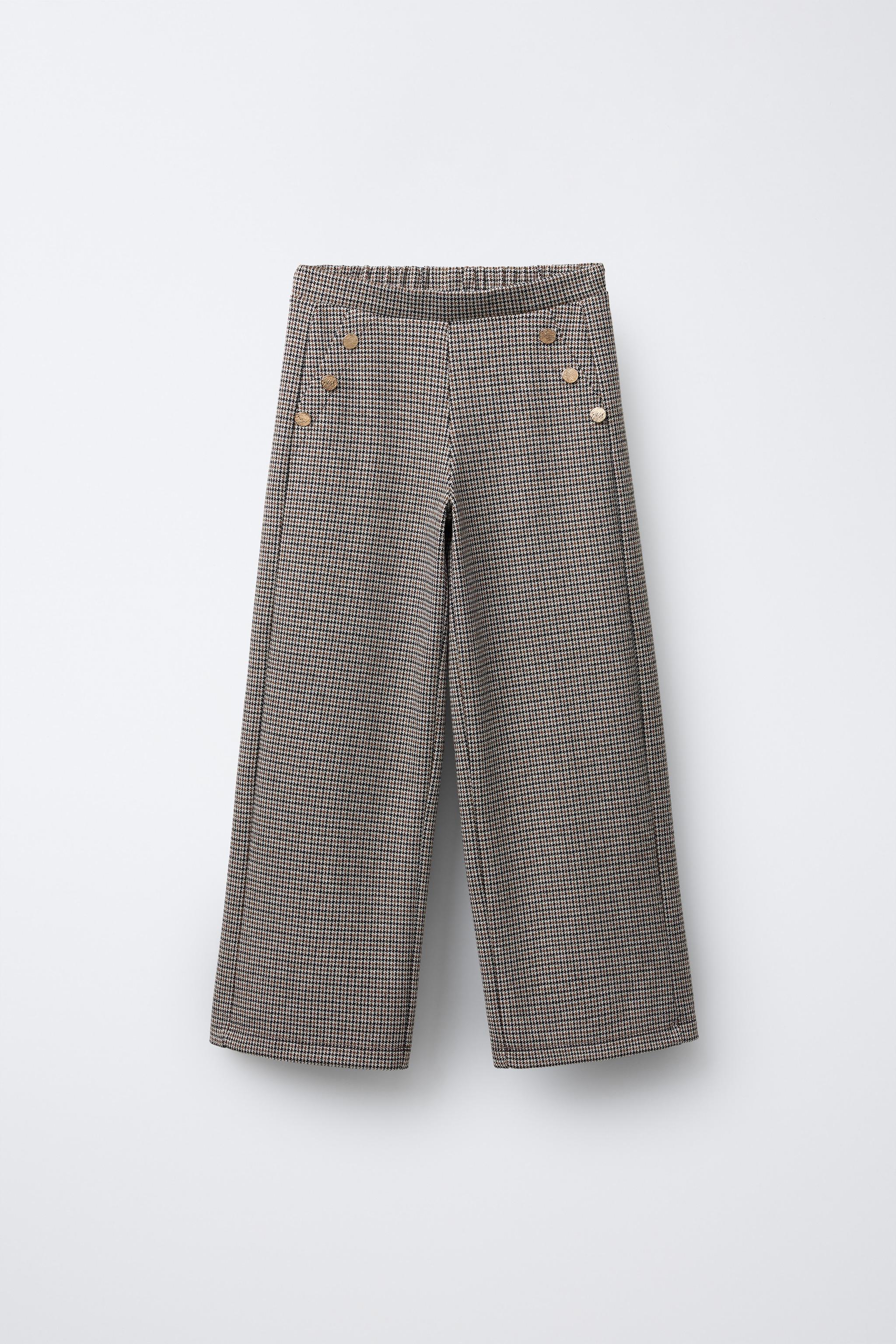 JACQUARD BUTTON WIDE LEG PANTS