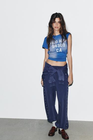 FADED JOGGERS WITH STUDS - Blue by Zara