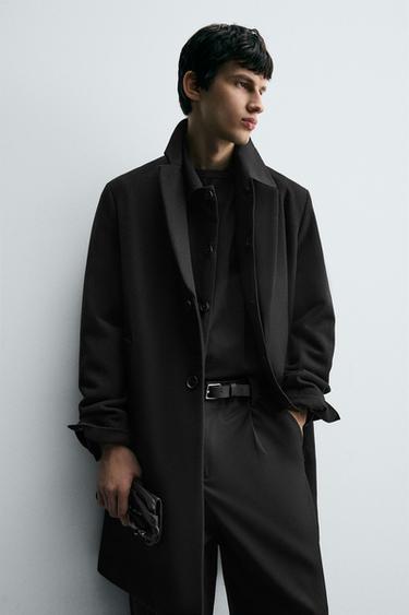 MANTEAU REGULAR FIT AVEC LAINE - Noir de Zara - Image 4