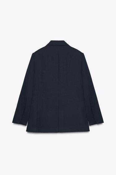 STRAIGHT FIT BUTTONED BLAZER - Navy blue by Zara - Image 6