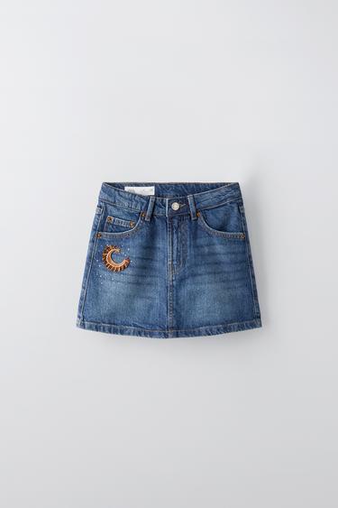 تنورة DENIM قمر - أزرق الخاص بـ Zara