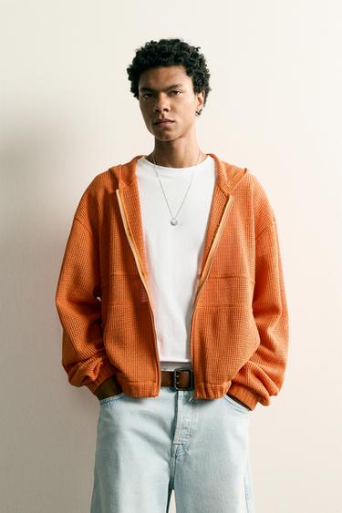 OPEN-KNIT RELAXED FIT OVERSHIRT - Orange by Zara