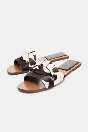 SANDALES PLATES EN CUIR - Multicolore de Zara - Image 3