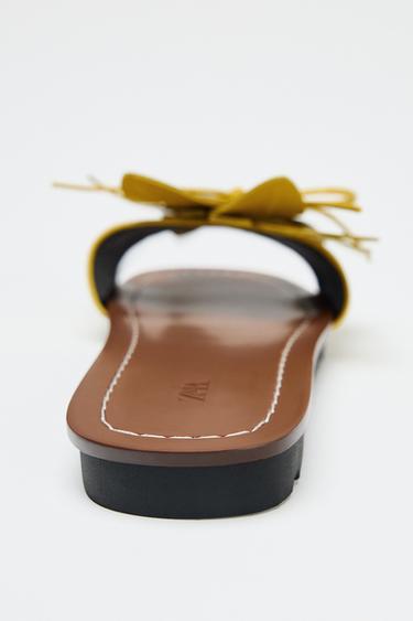 SANDALES FLEUR CUIR - Vert citron de Zara - Image 5