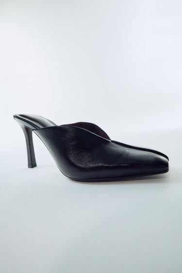 MULE TACÓN PIEL - Negro de Zara