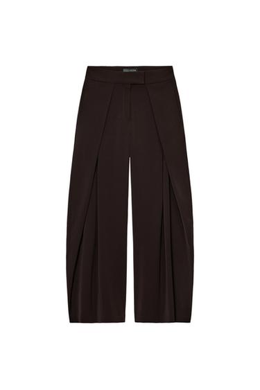 ZW COLLECTION WIDE-LEG TROUSERS WITH DARTS - Brown by Zara