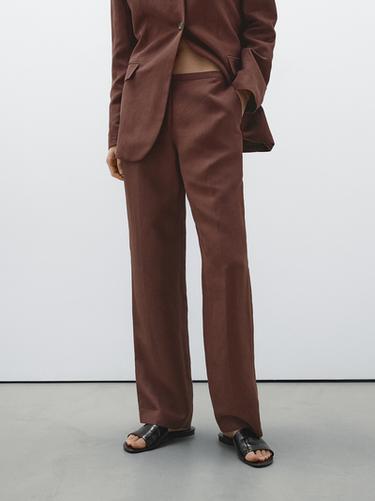 Zara Straight-leg linen blend trousers - various