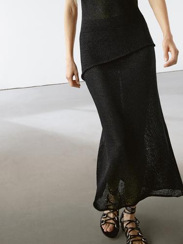 Zara Cutwork midi skirt - Black